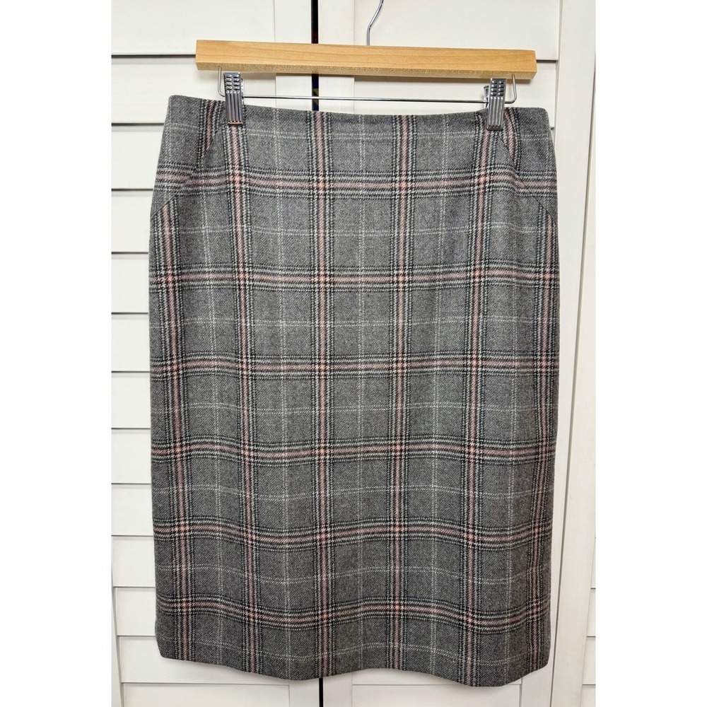 Talbots Vintage Plaid Wool Back Pleat Pencil Skirt Academia Women's Size 10